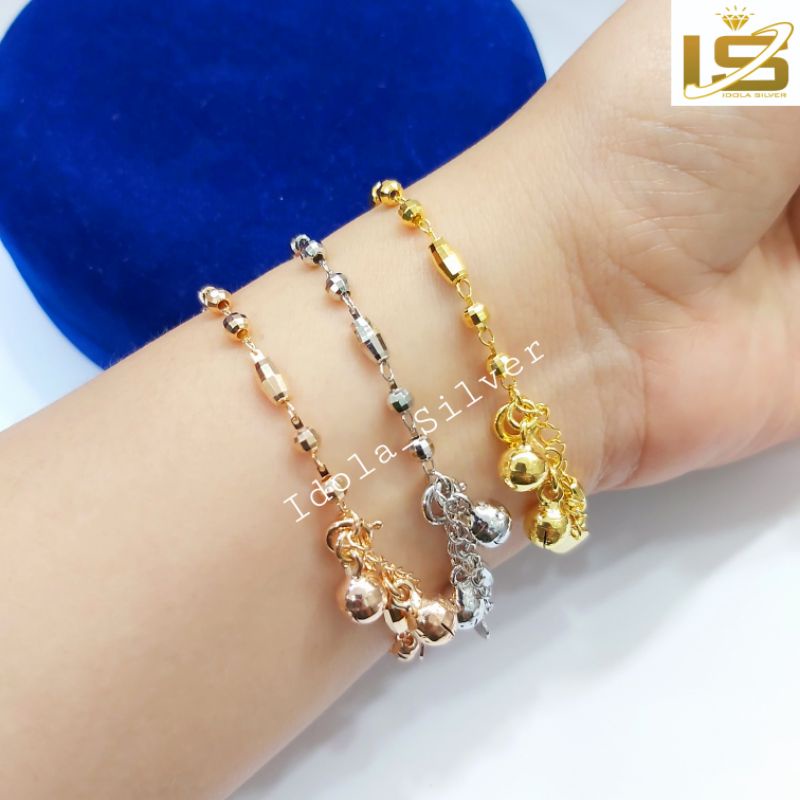 GELANG PERAK ASLI SILVER 925 LAPIS EMAS MODEL OVAL UKIR+KRINCING - PERHIASAN PERAK WANITA