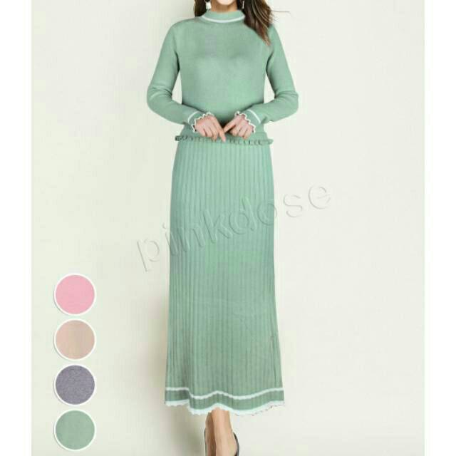 Gamis pinkdose rajut lembut