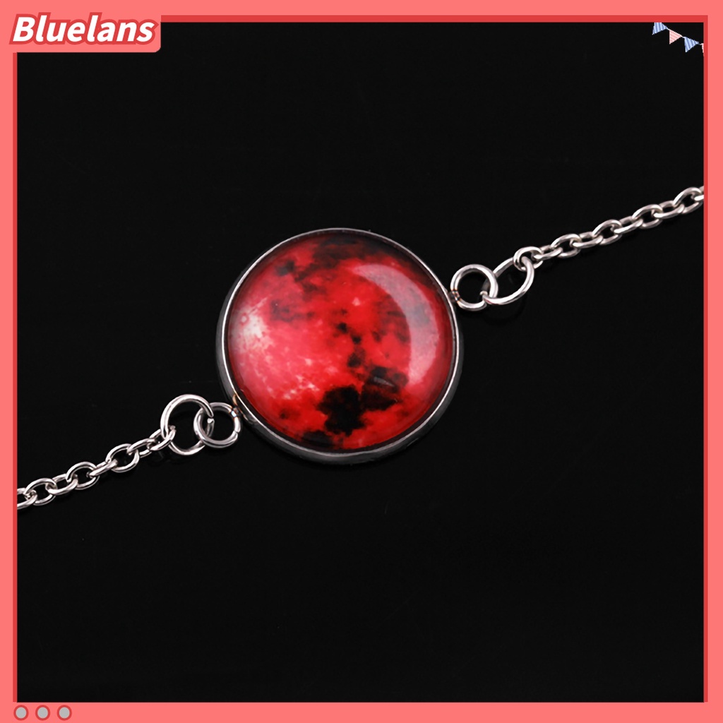 Gelang Bangle Desain Bulan Fantasi Universe Glow in The Dark Bahan Kaca Cabochon Untuk Wanita