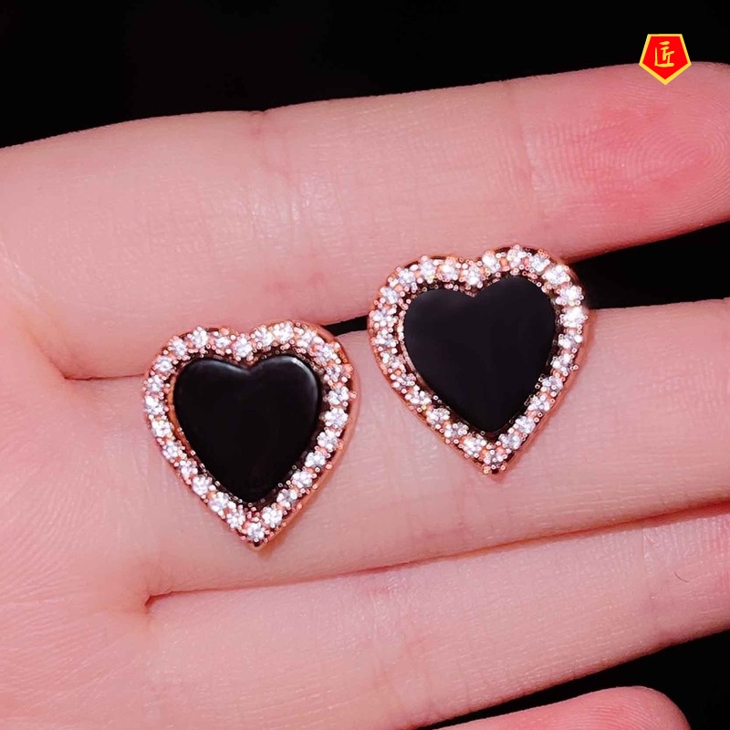 [Ready Stock]New Sweet Heart-Shaped Ear Studs Cute Fashion