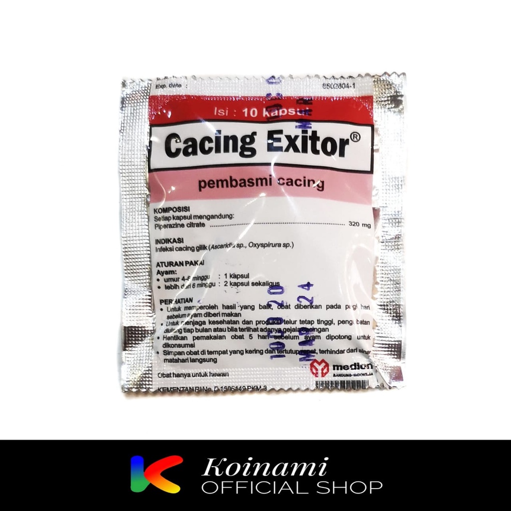 OBAT CACING EXITOR 10 KAPSUL / OBAT CACING HEWAN / OBAT CACING AYAM / MEDION