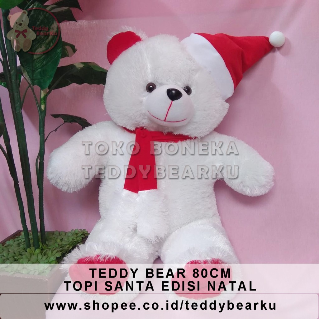 TERBATAS! BONEKA BERUANG TEDDY BEAR 80CM TOPI SANTA JUMBO EDISI NATAL PRODUSEN LANGSUNG