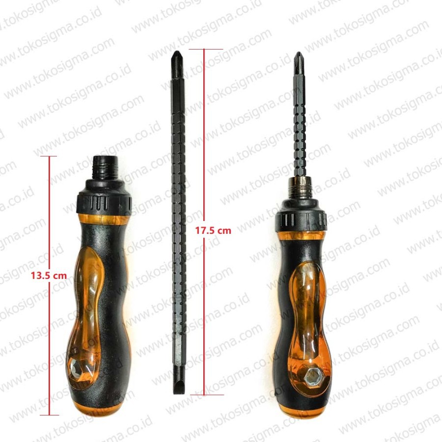 Obeng Set Bolak Balik 2 in 1 Reparasi Screw Driver Philips Slotted 645