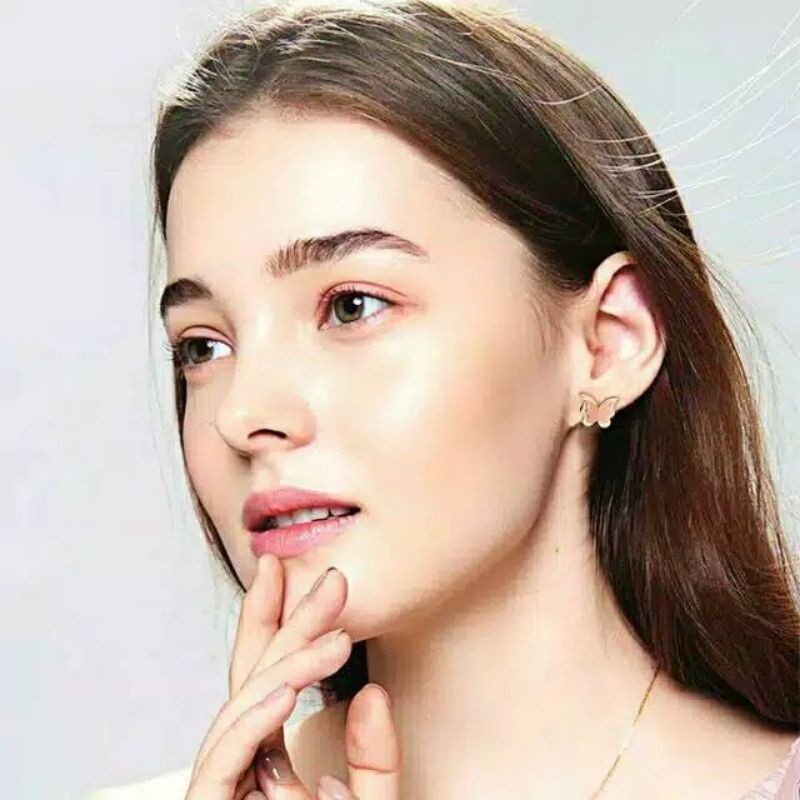 ANTING TITANIUM ASLI PREMIUM CANTIK ANTI LUNTUR/TUSUK KUPU2