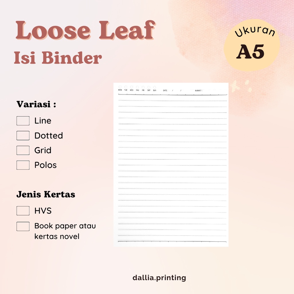 

Isi Binder Loose Leaf A5 20 Ring Isi 30lbr | Isi Binder Polos Dotted Grid Line