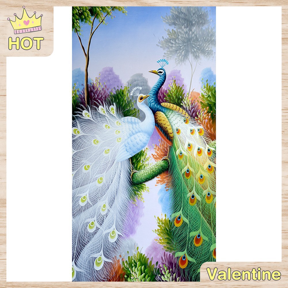 Diy Lukisan Diamond 5d Dengan Gambar Burung Merak Dan Hiasan