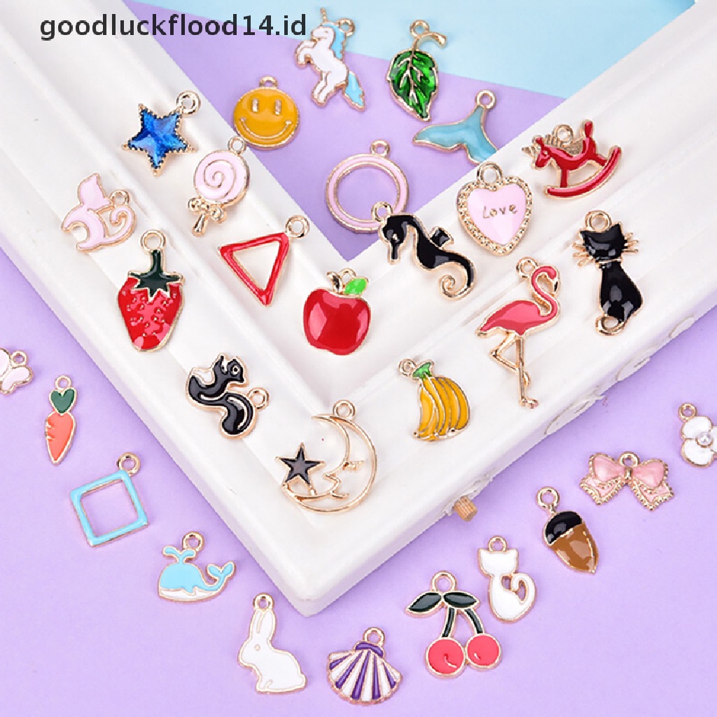 [OOID] 30PCS/Set Enamel Animal Moon Star Fruit Charms Pendant DIY Craft Jewelry Making ID