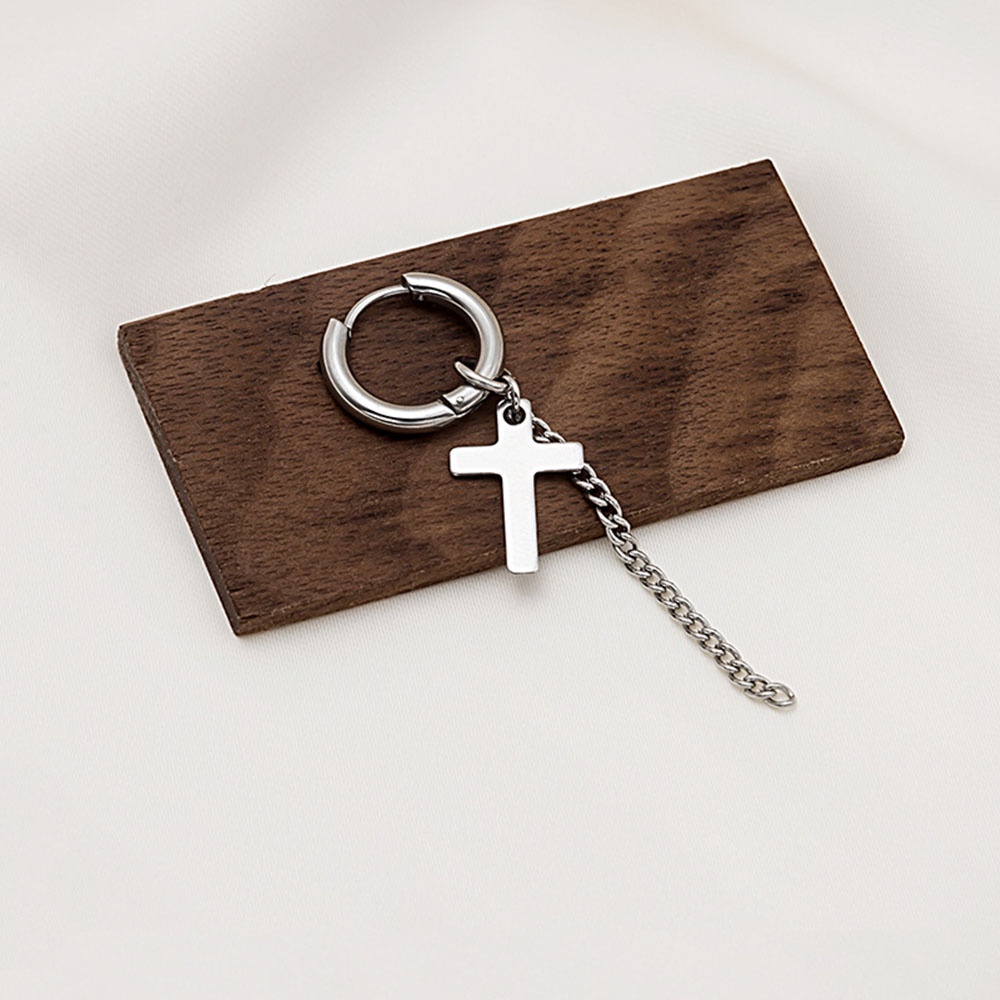 1pc Anting Hoop Rantai Rumbai Panjang Bahan Stainless Steel Gaya Punk Gothic Untuk Pria Dan Wanita