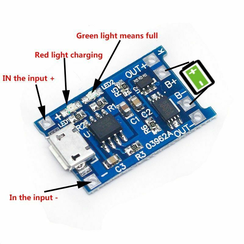 TP4056 Charging Charge with Battery Protection Modul Cas 18650 Lithium Battery + PROTEKSI