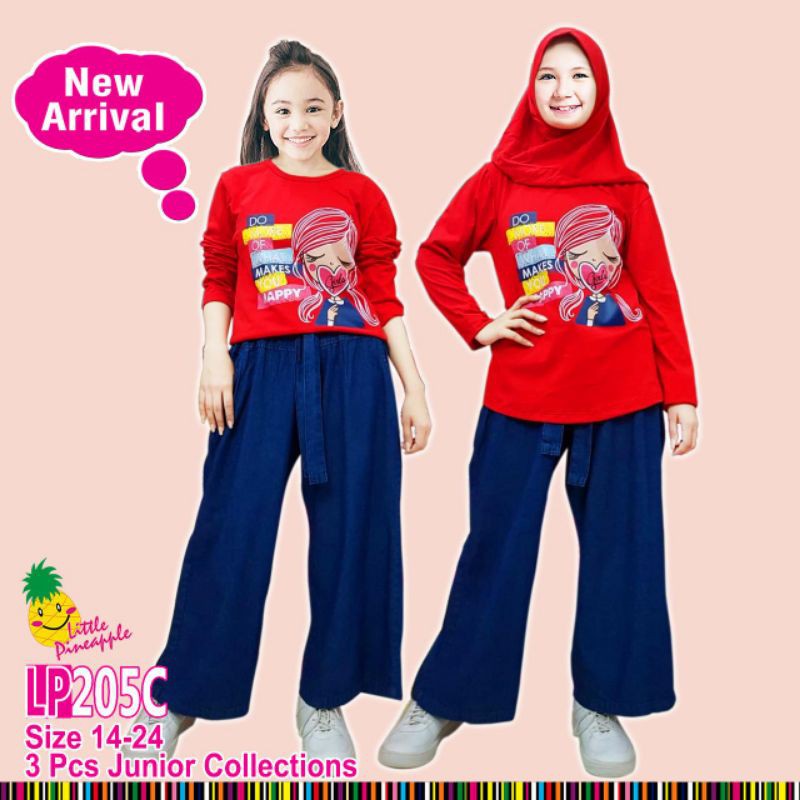 949-1 BAJU MUSLIM SETELAN KULOT JEANS ANAK TANGGUNG ABG REMAJA CEWEK PEREMPUAN BRANDED KEKINIAN