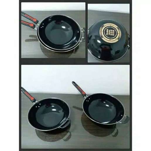 Wajan Enamel penggorengan/kuali enamel gagang anti lengket