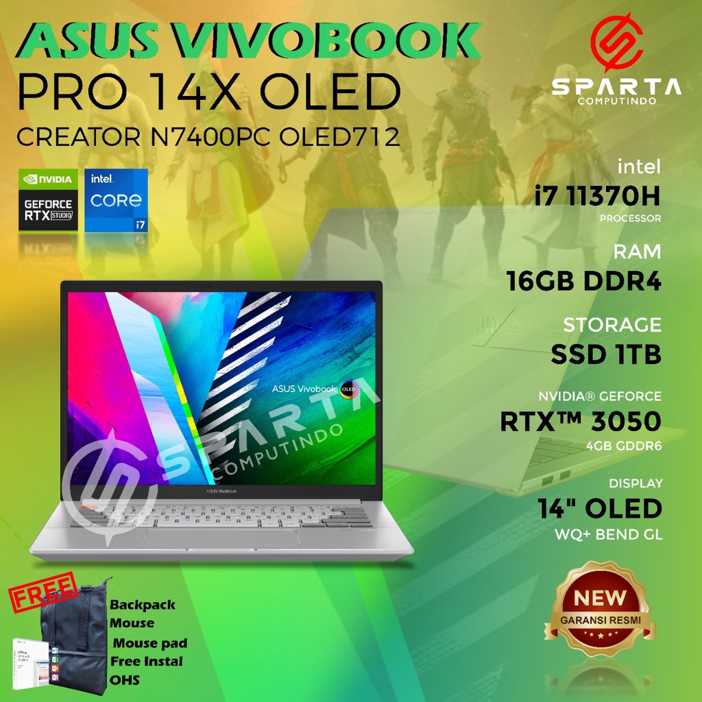 LAPTOP ASUS VIVOBOOK PRO 14X OLED CREATOR N7400PC OLED712 NEW GARANSI RESMI