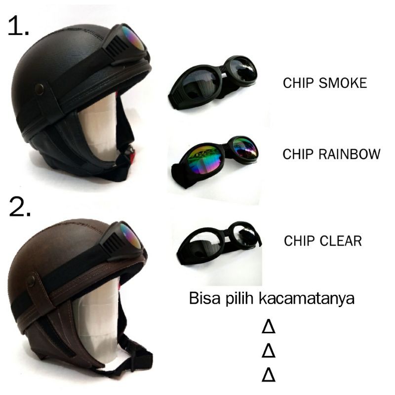 Helm Retro Club Kulit Kacamata Chip Matrixhelm