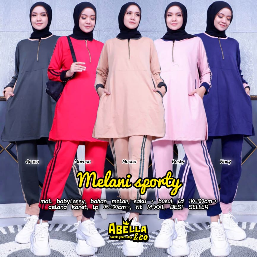 SETELAN MELANI / 20.7 / BAHAN BABYTERRY HQ / LD 110-120 CM / LP 65-100 / ONE SET SPORTY / ABELLA