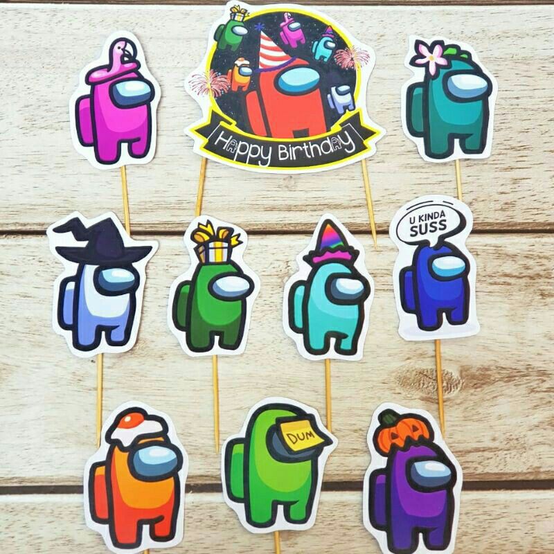 cake topper set hiasan kue ulang tahun karakter Among us AMONG US amongus