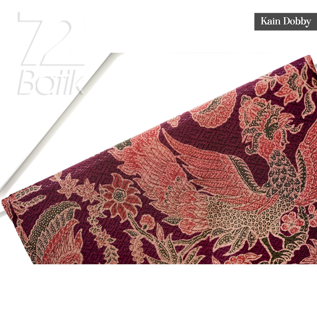 KAIN BATIK PREMIUM Bahan Dobby Motif Merak Sari Warna Merah Maroon 724741 Cap 72 Jarik Jarit Samping Kebat Panjang Batik Dobby Modern Premium Bahan Seragam Batik Pernikahan Kantor Keluarga Murah Kamen Jadi Batik Bali Lembaran