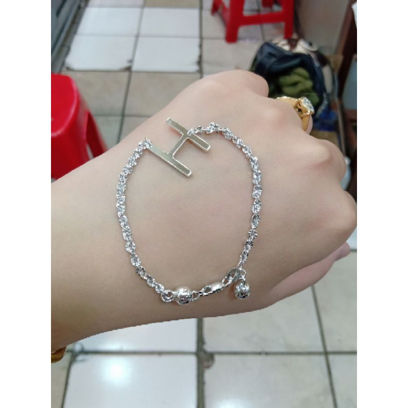 Gelang inisial huruf custom silver 925 import / perhiasan perak 925 berlapis emas