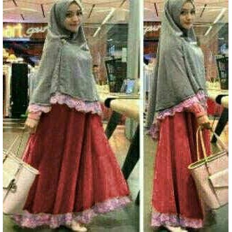 pakaian Gaun muslim ibu islami sdf setelan st hijab muslim FARIDAH MAROON / baju wanita dress maxi u