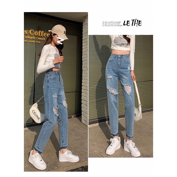 JEANS  BOYFRIEND CELANA WANITA RIPPED HIGHWAIST PANJANG BAGGY DENIM HW KULOT MX876