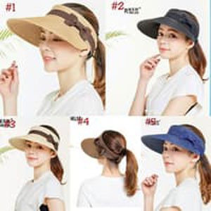 Topi Pantai Wanita Gulung Pita / Topi Lipat  Import