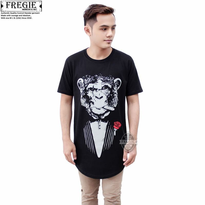 Kaos Longline Pria atau Wanita Original Fregie/ Rose Monkey