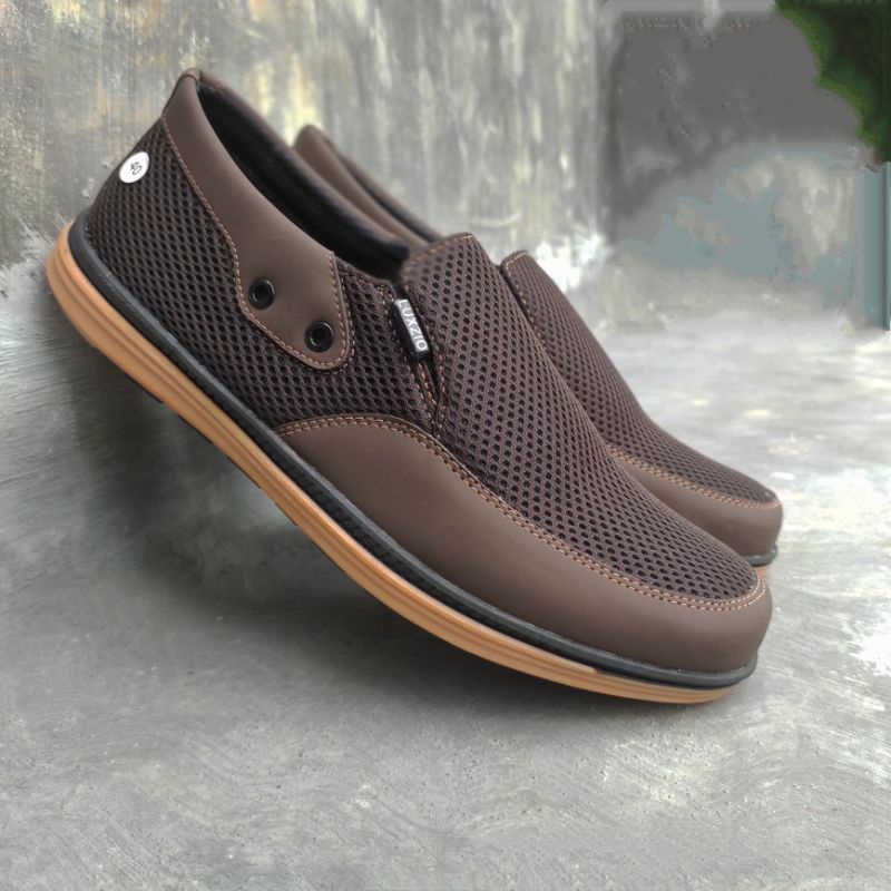 Sepatu Pria Kulit Slip On Kasual Formal Kerja Kantoran Sol Karet Sintetis Premium