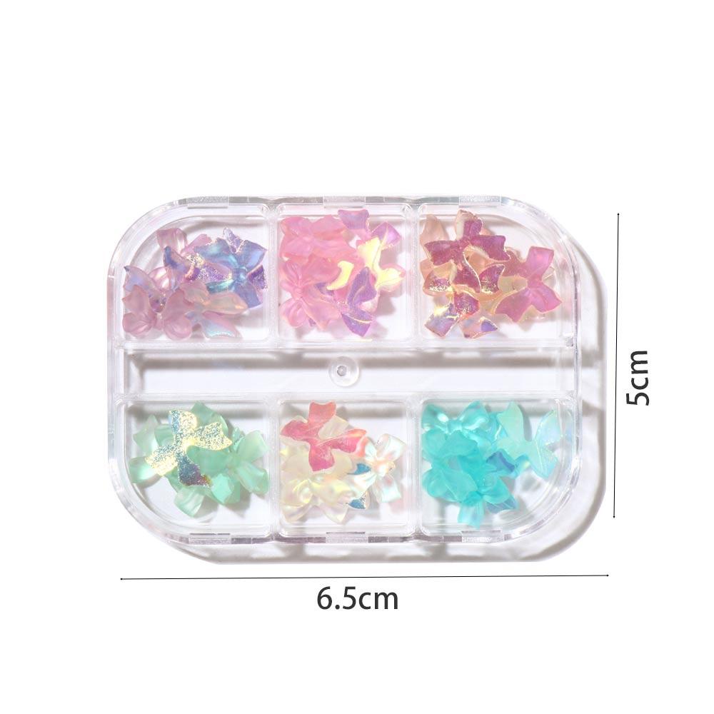 AUGUSTINA Agustina Aurora Nail Art Dekorasi 3D Glitter Resin DIY Kuku Kupu-Kupu Busur Kuku Tips Dekorasi Manicure Aksesoris