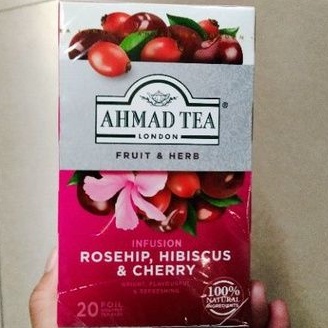 

Ahmad Tea london teh fruit & herb infusion Rosehip, Hibiscus & Cherry 20 foil tea bags