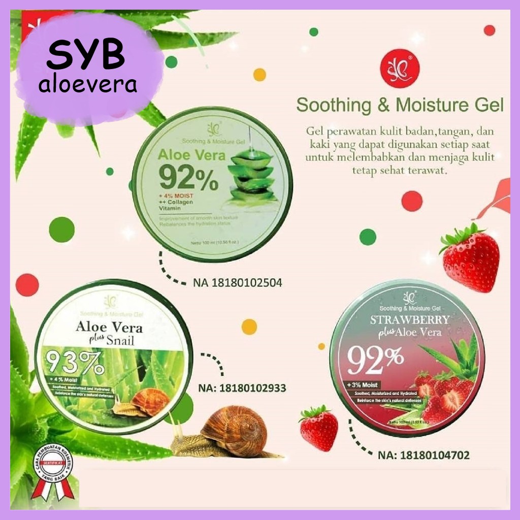 SYB ALOE VERA SOOTHING GEL 92% / SYB ALOE VERA 93% + SNAIL / PEELING GEL ALOE VERA, CHARCOAL, SNAIL