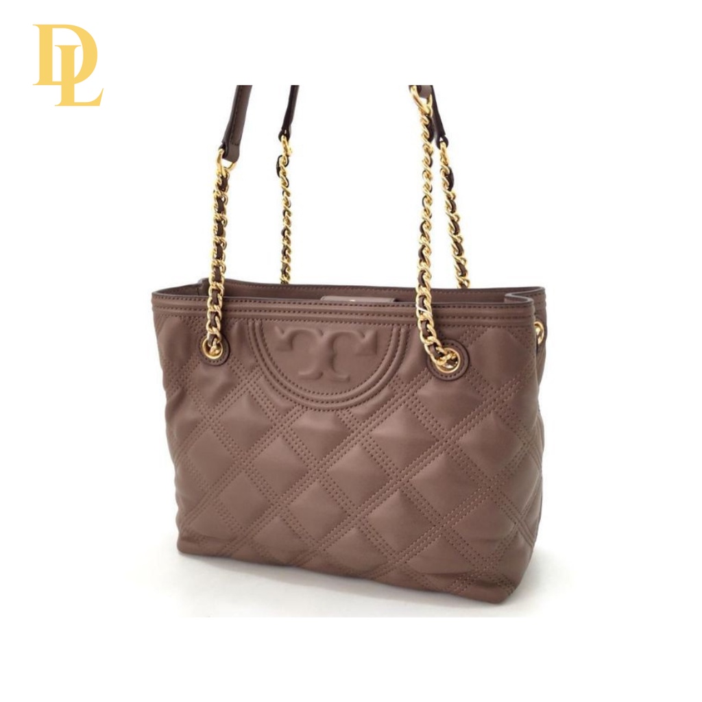 Tory Burch Fleming Soft Fleming Tote Silver Taupe Shoulder Bag