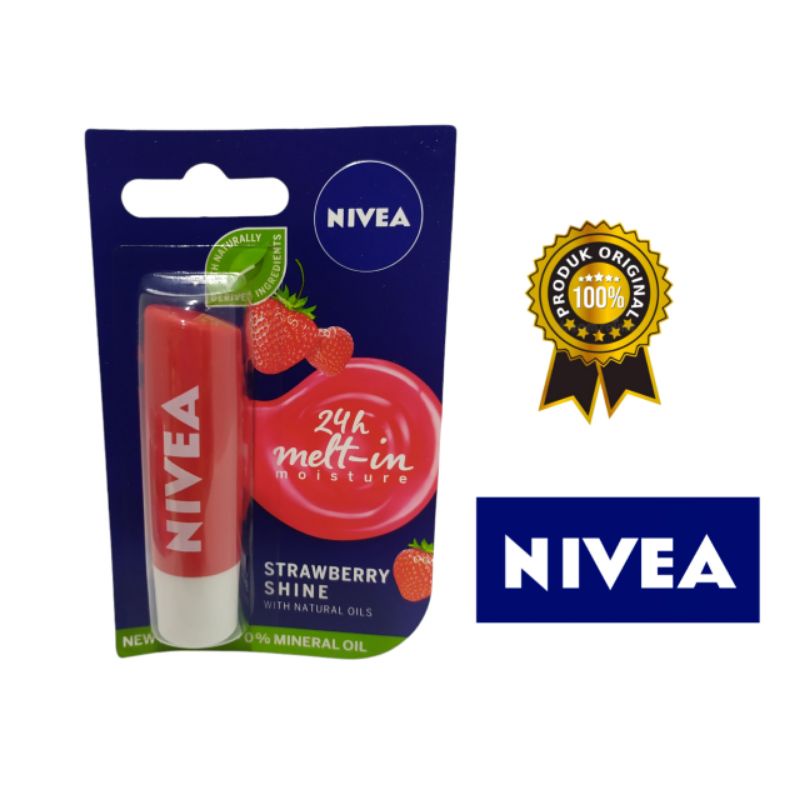 NIVEA LIP BALM STRAWBERRY SHINE/ LIP BALM NIVEA STRAWBERRY SHINE SPF 15/ LIPBALM NIVEA STICK/ NIVEA 