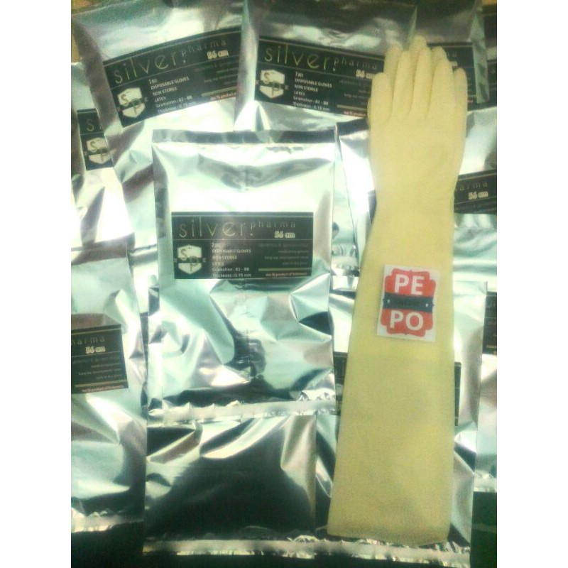 HANDSCOON SARUNG TANGAN GLOVES OBGYN 56 CM - SILVER PHARMA