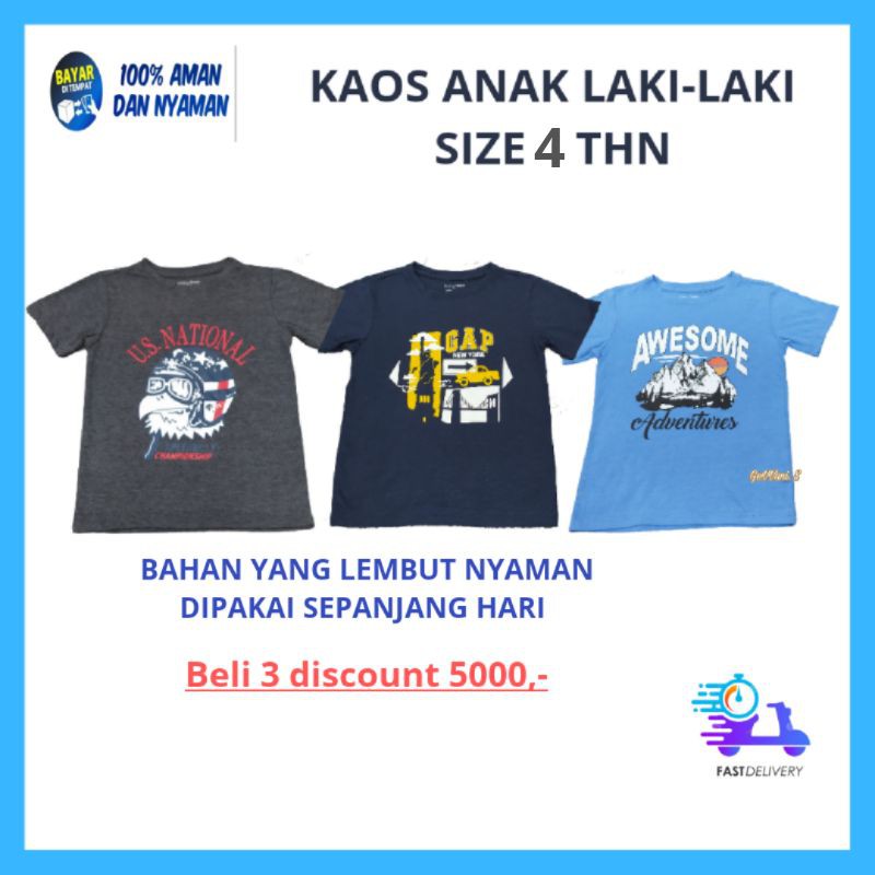 Kaos Anak laki laki Kaos Anak Cowok CowoTangan Pendek 4 thn Murah Original Branded