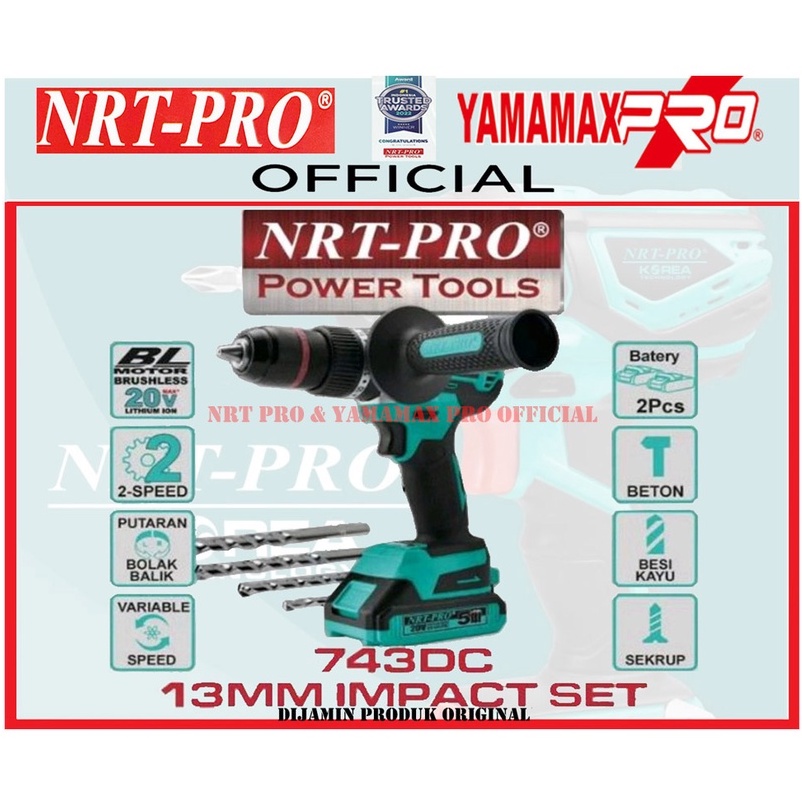 Jual Nrt Pro Dc Mesin Bor Cordless Impact Drill Mm V Brushless Motor Bor Tangan Baterai