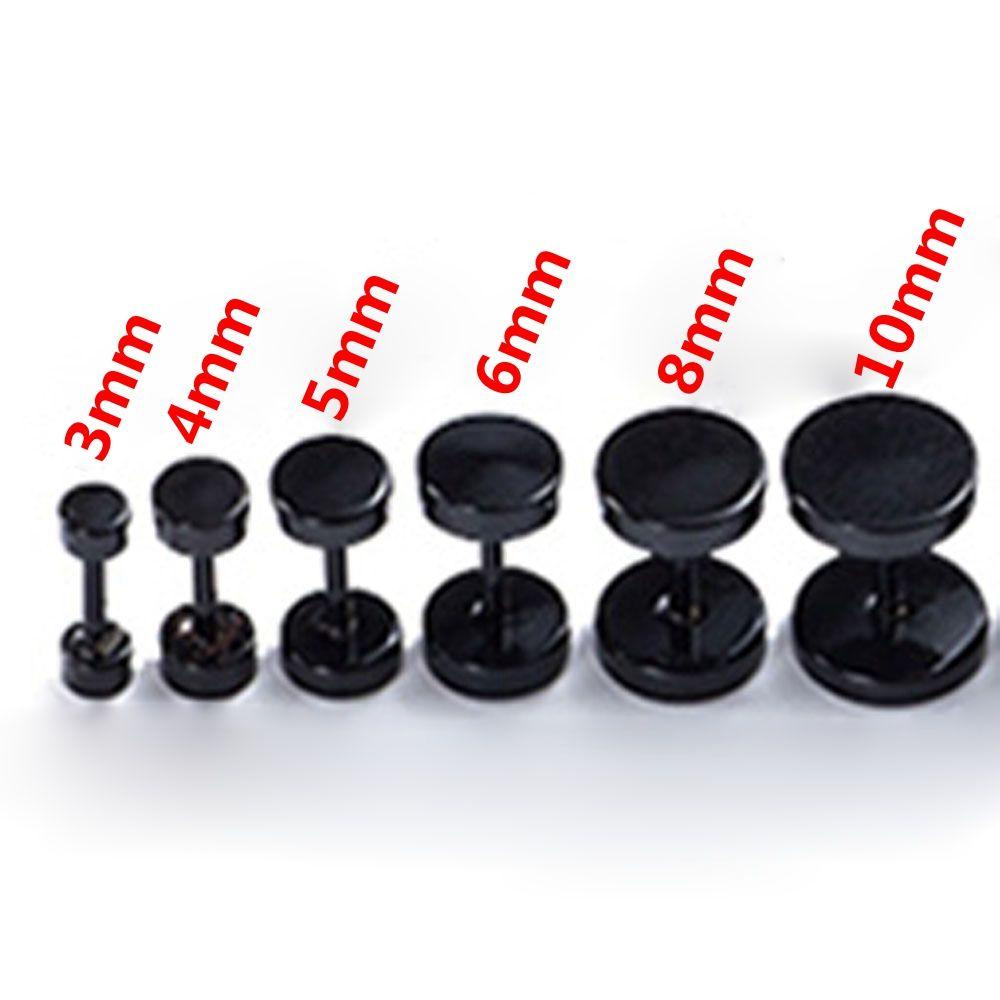 Lily 1pasang Anting Tusuk Bentuk Bulat Hitam Bahan Stainless Steel Cheater Plugs