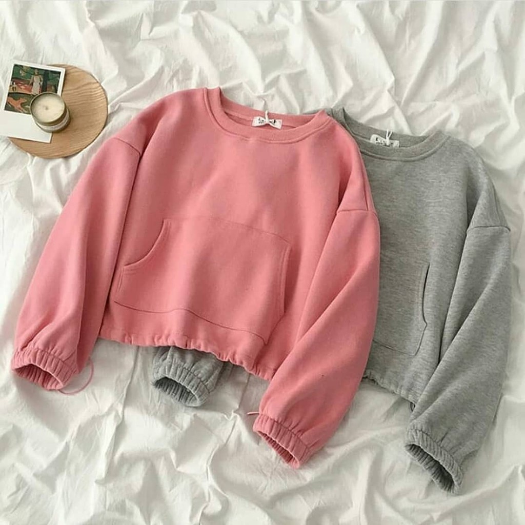 pink crop sweater