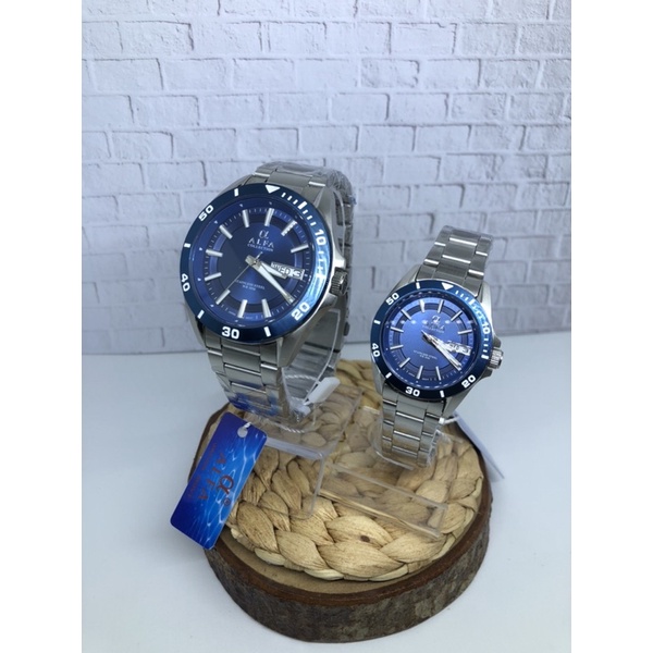 JAM TANGAN WANITA PRIA COUPLE ALFA 99021M ORIGINAL BERAGARANSI