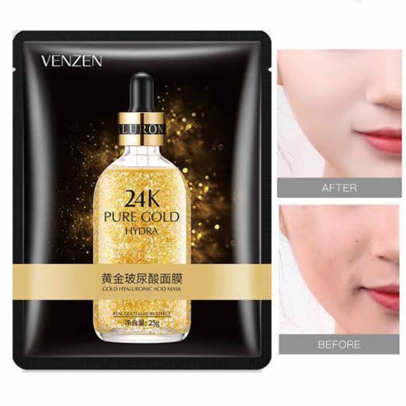 VENZEN 24K Masker Wajah Emas Gold Sheet Facial Mask BQ019