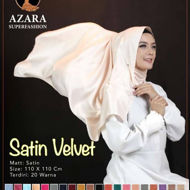 Jilbab Segi Empat Satin Polos Velvet Emilio