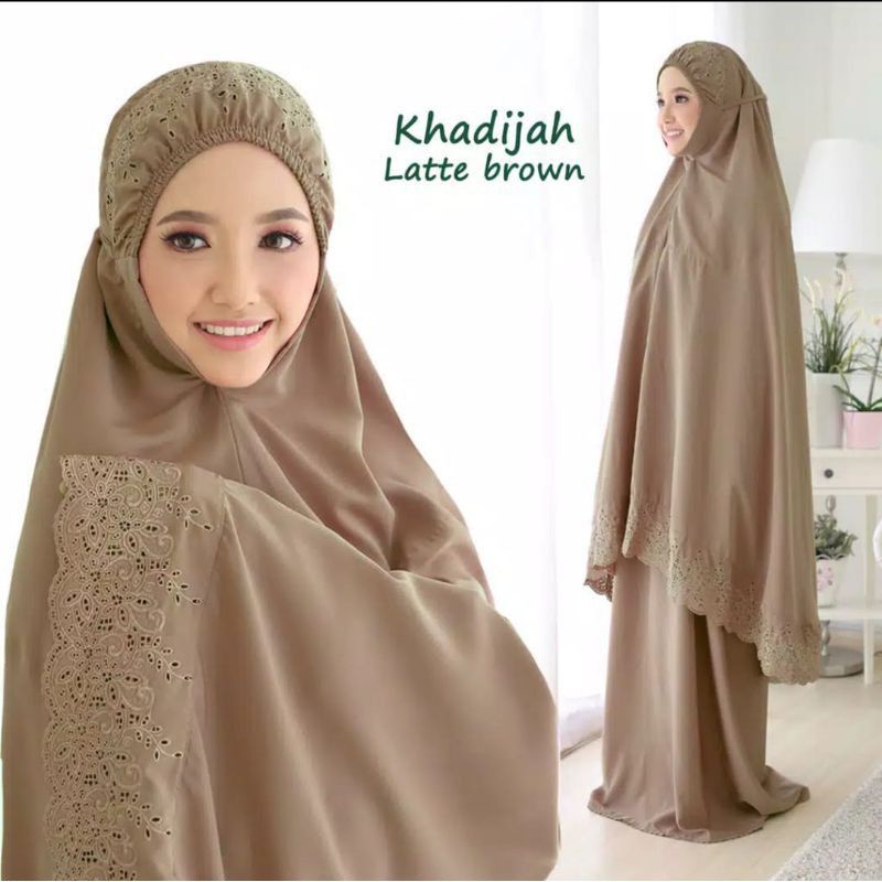 Mukena Katun Adem Jumbo Siti Khadijah Asli Original No Tas Bordir Renda Katun Premium