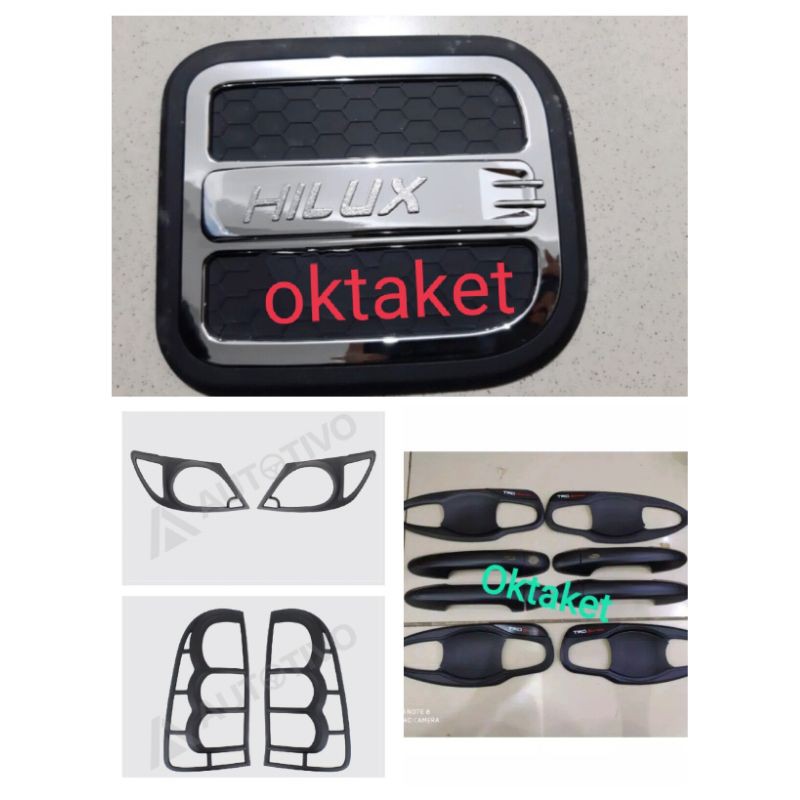 paket lengkap hilux hitam chrome jsl garnish outer handle tank