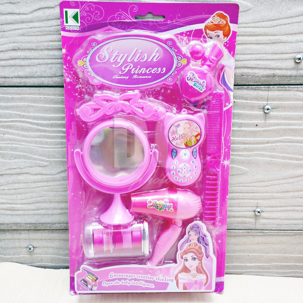 Stylish Princess Set Mainan Alat Kecantikan Salon Makeup Hair Dryer Sisir Cermin Dandan Rias