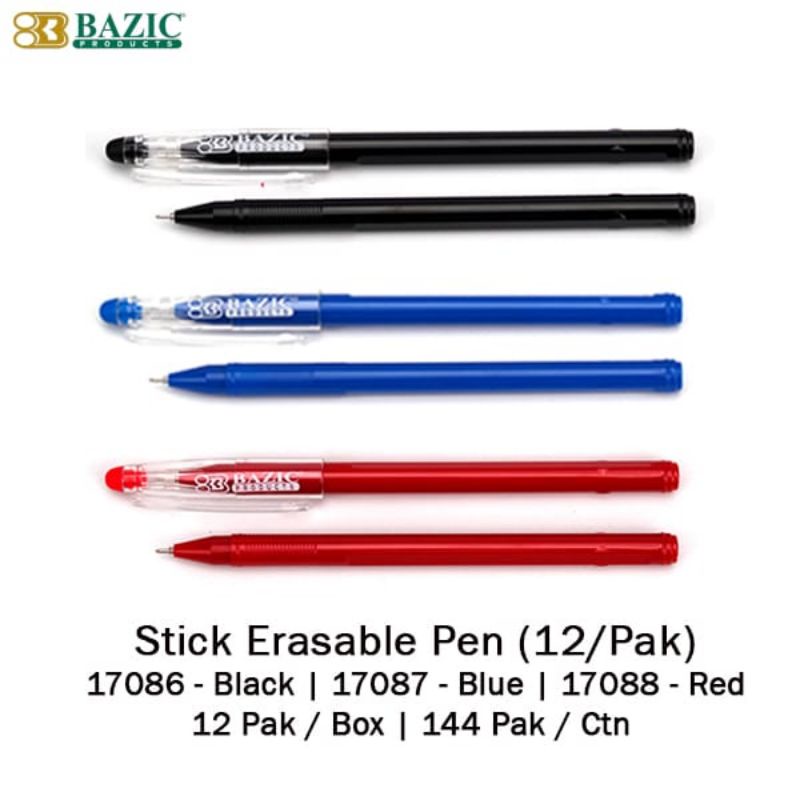 

eraseable pen bazic stick satuan hitam atau biru satuan 05