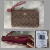 Jual Dompet Wanita Coach Double Zip Wristlet Wallet Color Sign Saddle Pink Original