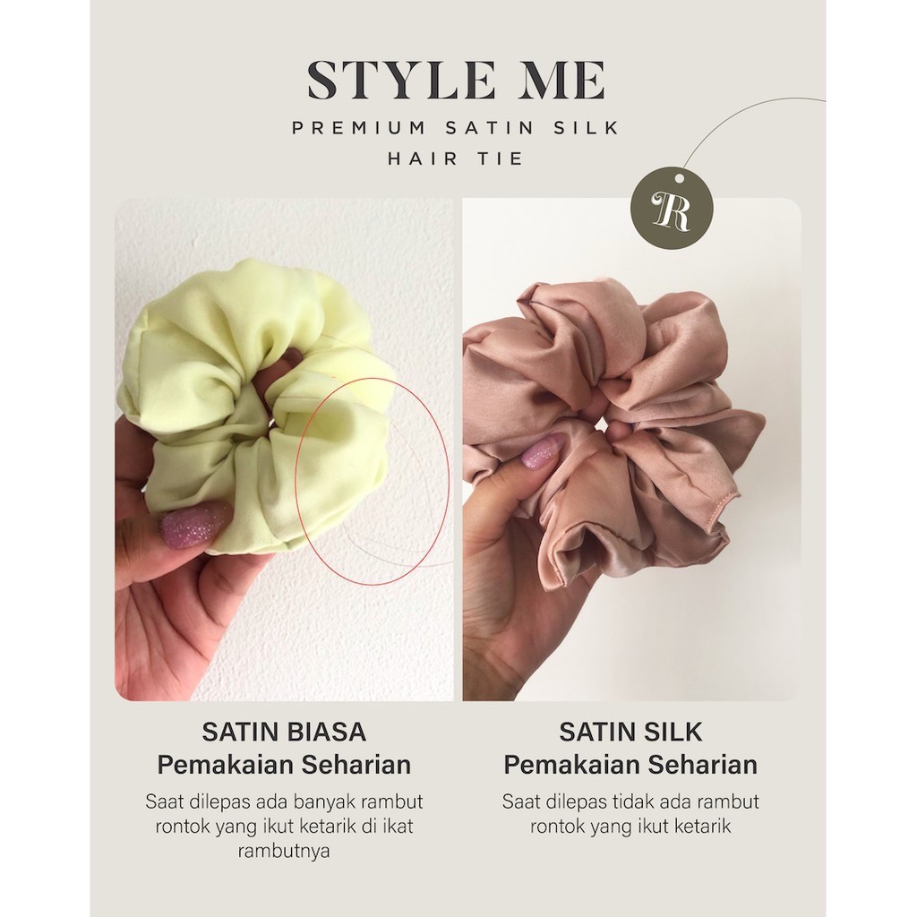 Scrunchies Premium Satin Silk MINI The Rituale | Ikat Rambut Kuncir Hijab Cepol | Anti Rontok Pusing-4