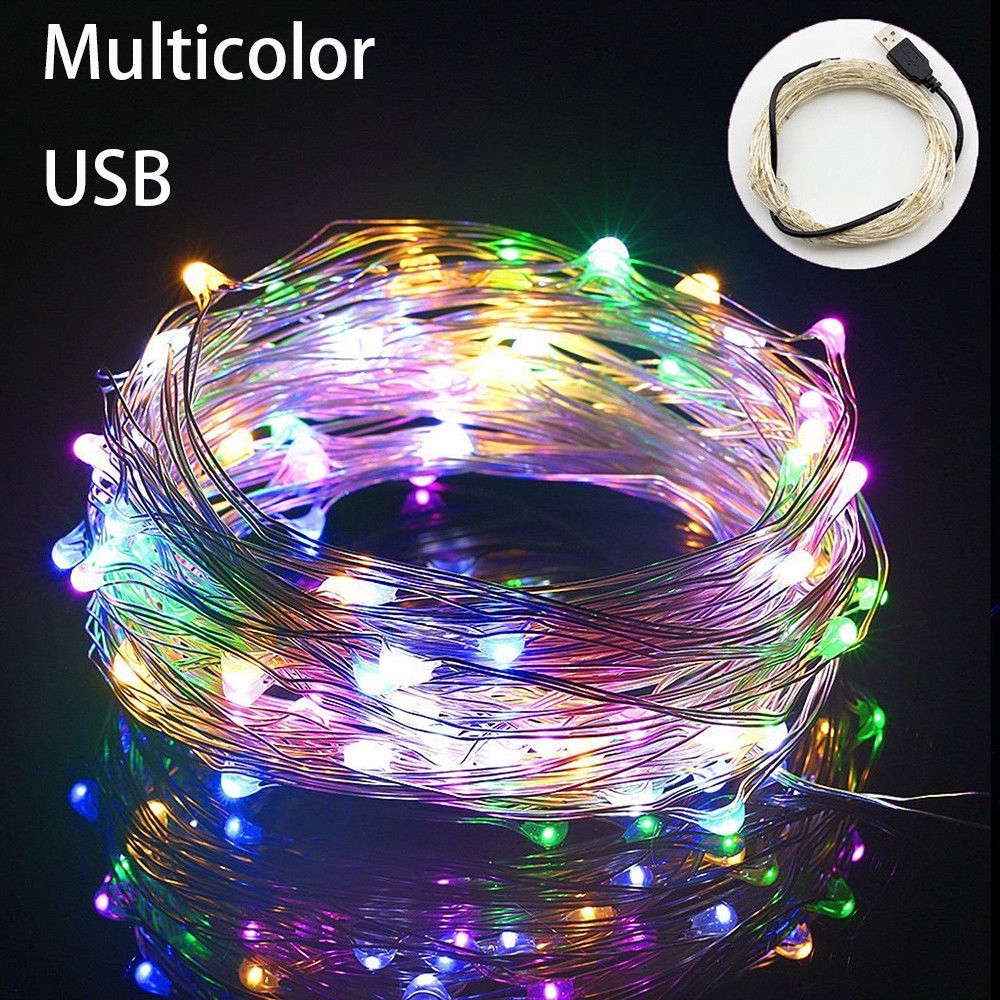 【P&amp;T】1M/5M/10M USB LED String Light  LED Copper Wire String Fairy Lights Christmas Party Decor