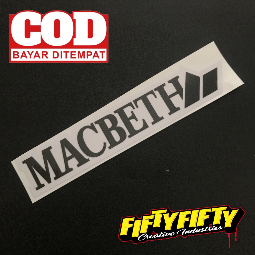 Stiker Print Cut MACBETH Stiker Printing Laminasi Glossy Stiker Motor Mobil Helm Sudah Membentuk Pola Desain