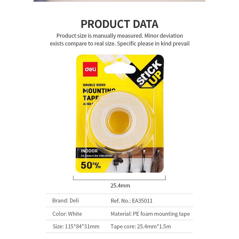

Deli Double Sides Mounting Tape A350 II