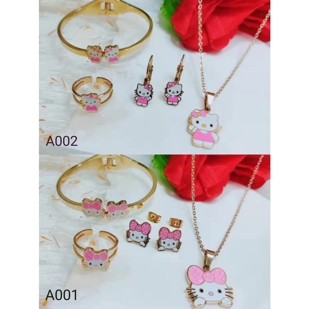 Titanium Set Anak Perhiasan Gelang/kalung/anting/cincin A001/002