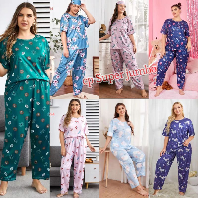 SETELAN SETCEL ONE SET PIYAMA JUMBO BAJU TIDUR WANITA DEWASA CP IMPORT BESAR SUPER JUMBO BIG SIZE LD